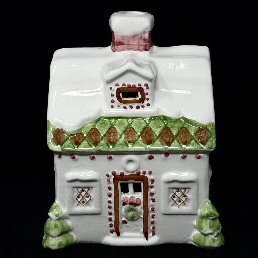 Disney Christmas Village Ceramic Cottage Hand Painted Spain Snow House Luminaria